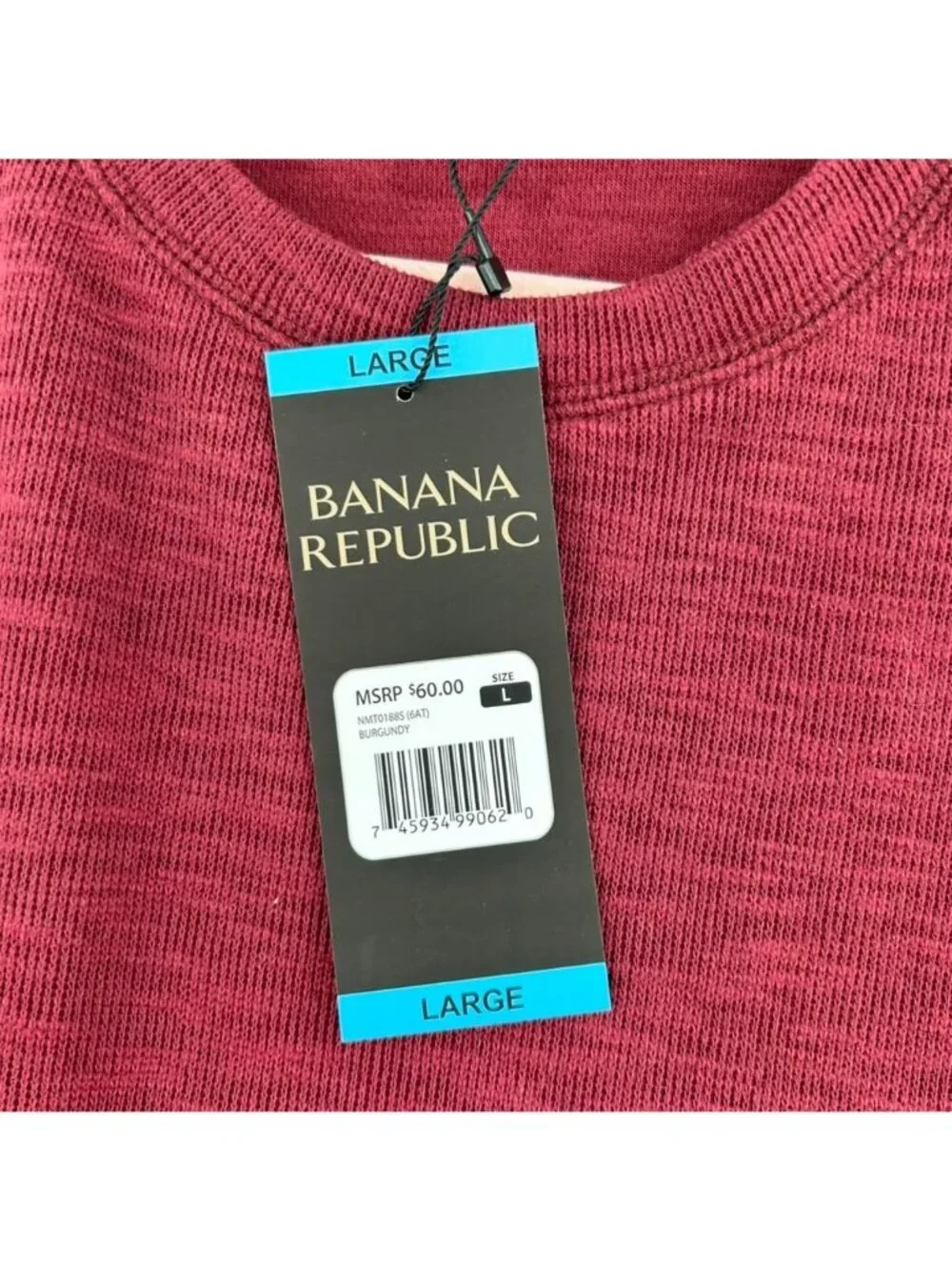 Banana Republic Shirt Men's Large Burgundy Double Knit Crewneck Long Sleeve NWT